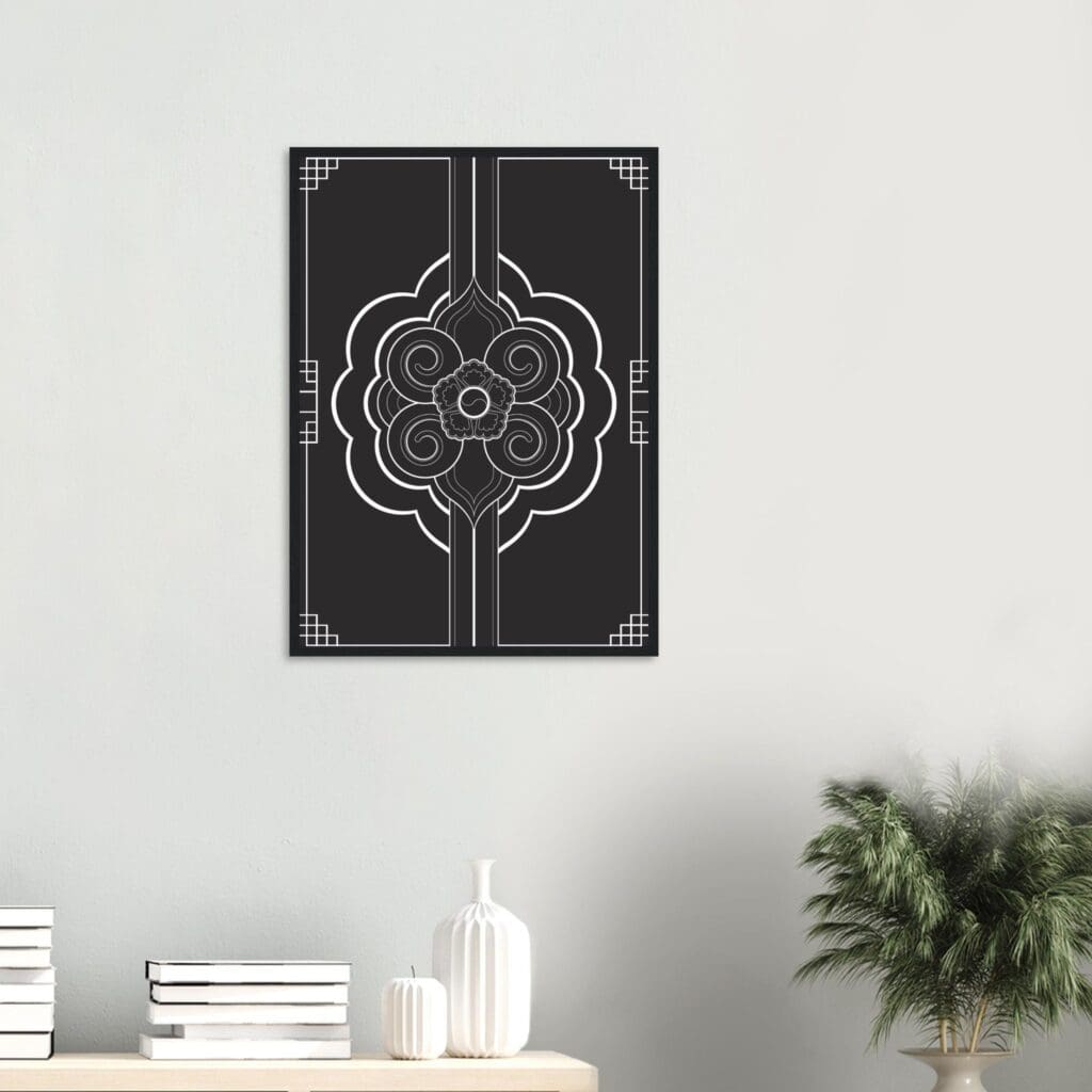 Ornaments black Art Print Framed