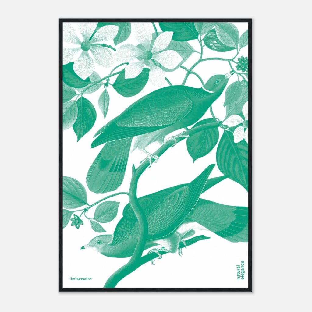 Flora&Fauna green Art Print Framed