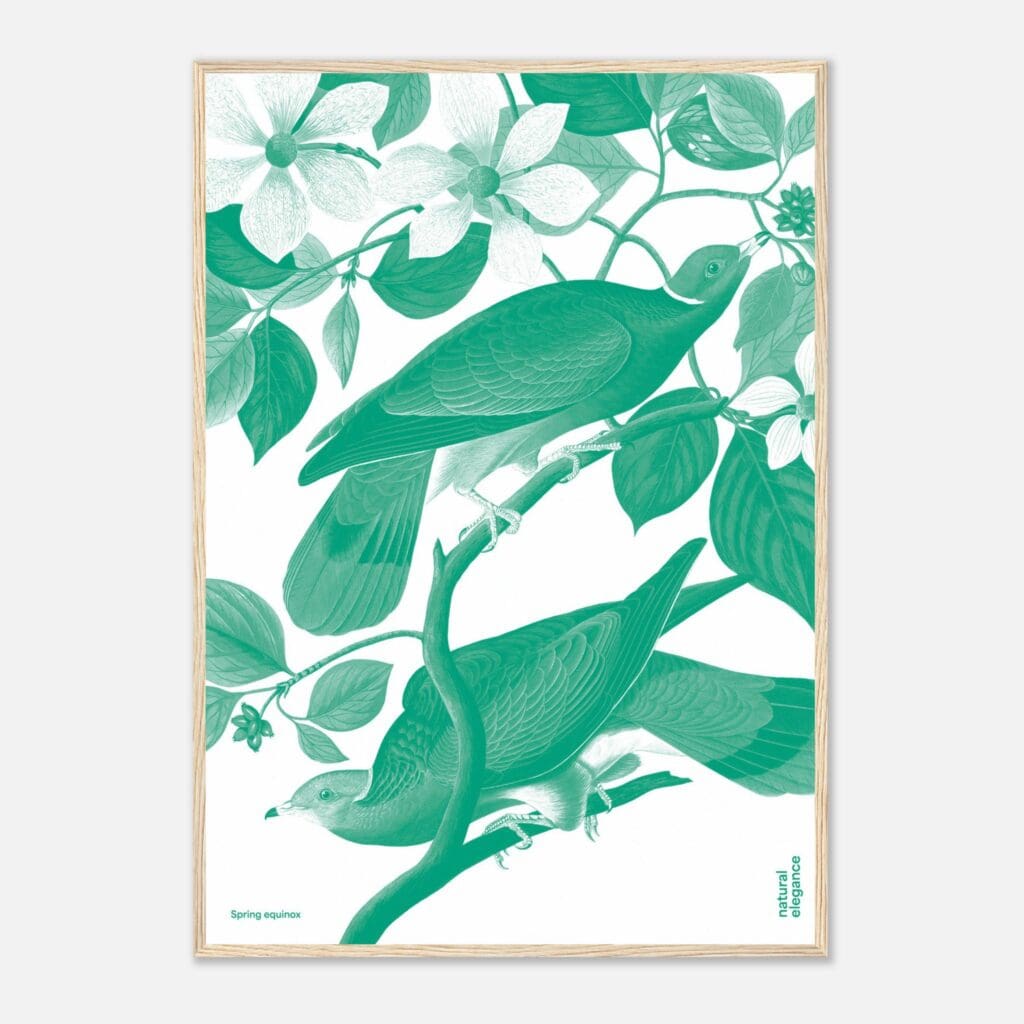 Flora&Fauna green Art Print Framed