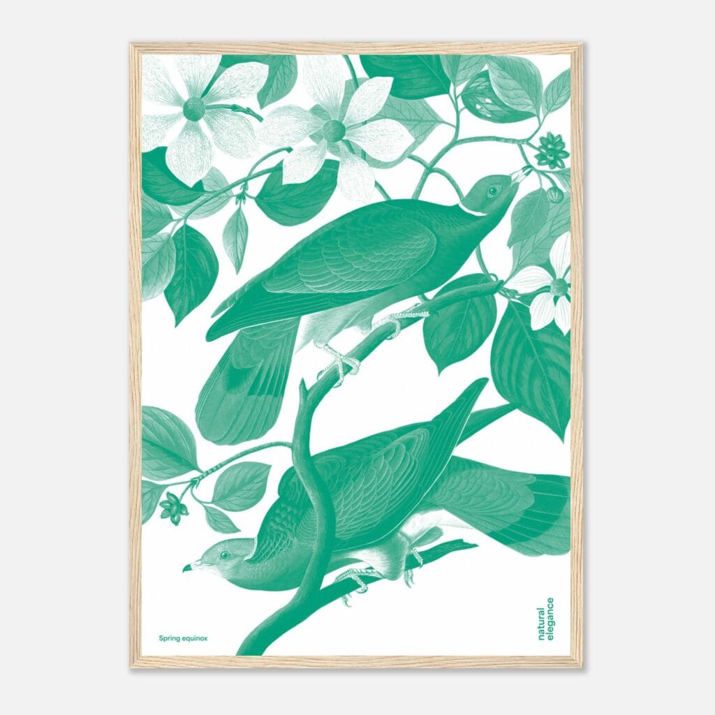 Flora&Fauna green Art Print Framed