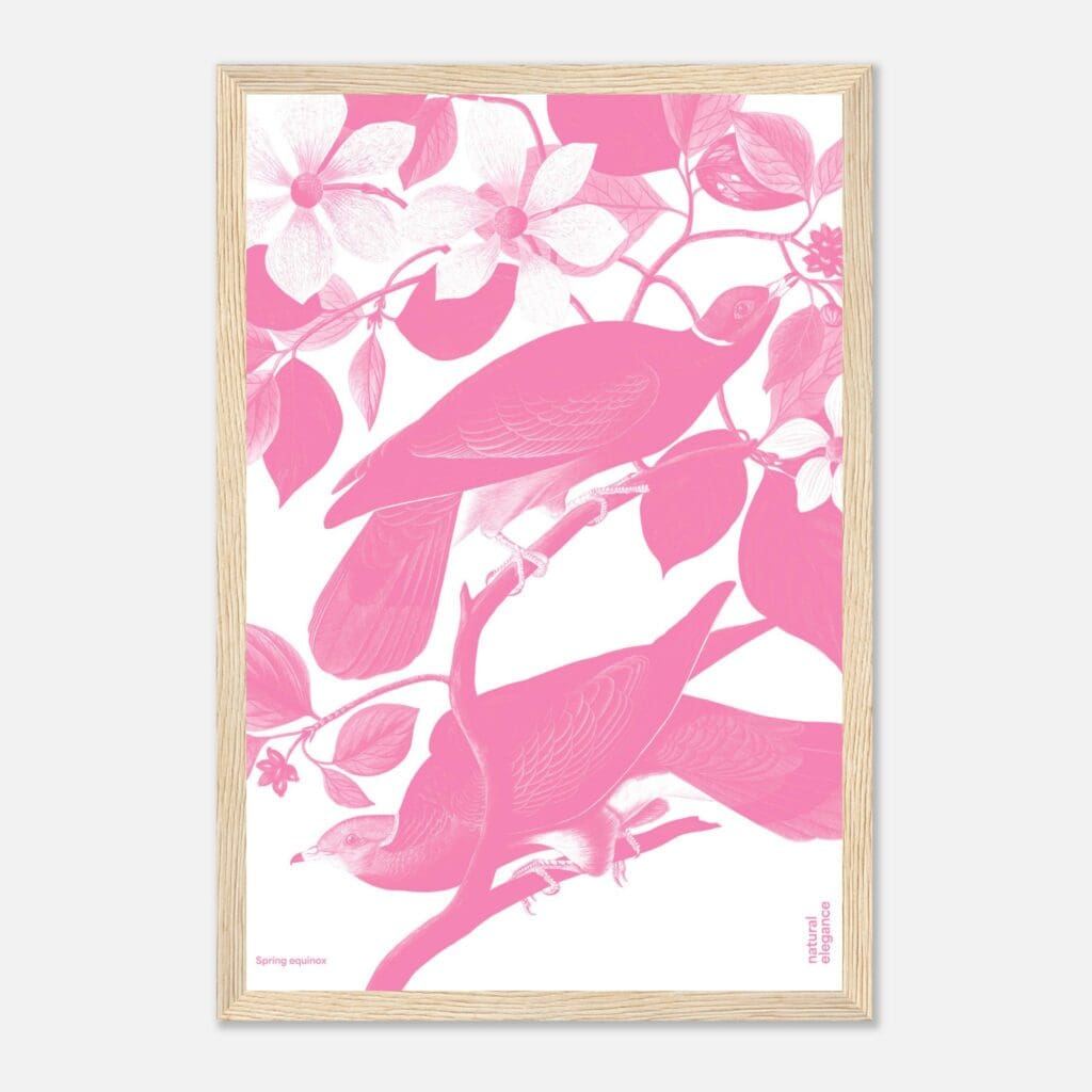 Flora&Fauna pink Art Print Framed