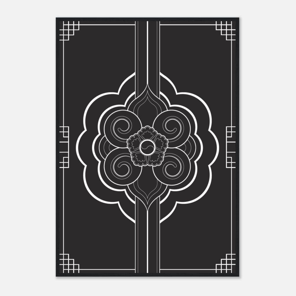 Ornaments black Art Print Framed