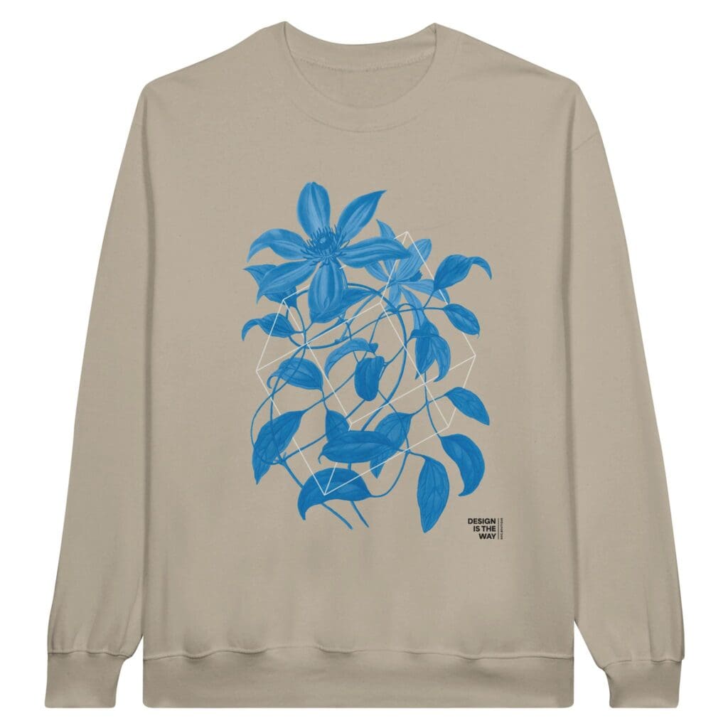 Floralies sudadera azul con cuello redondo
