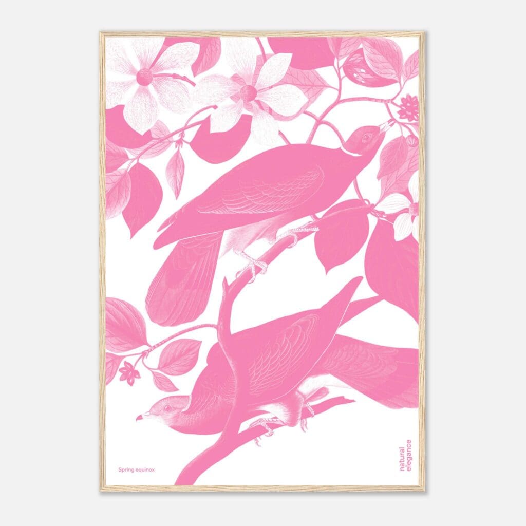 Flora&Fauna pink Art Print Framed