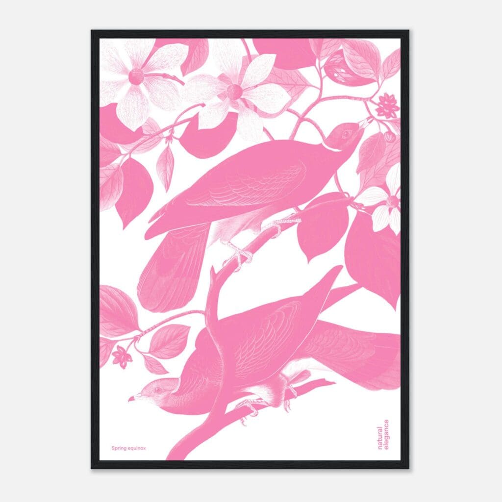 Flora&Fauna pink Art Print Framed