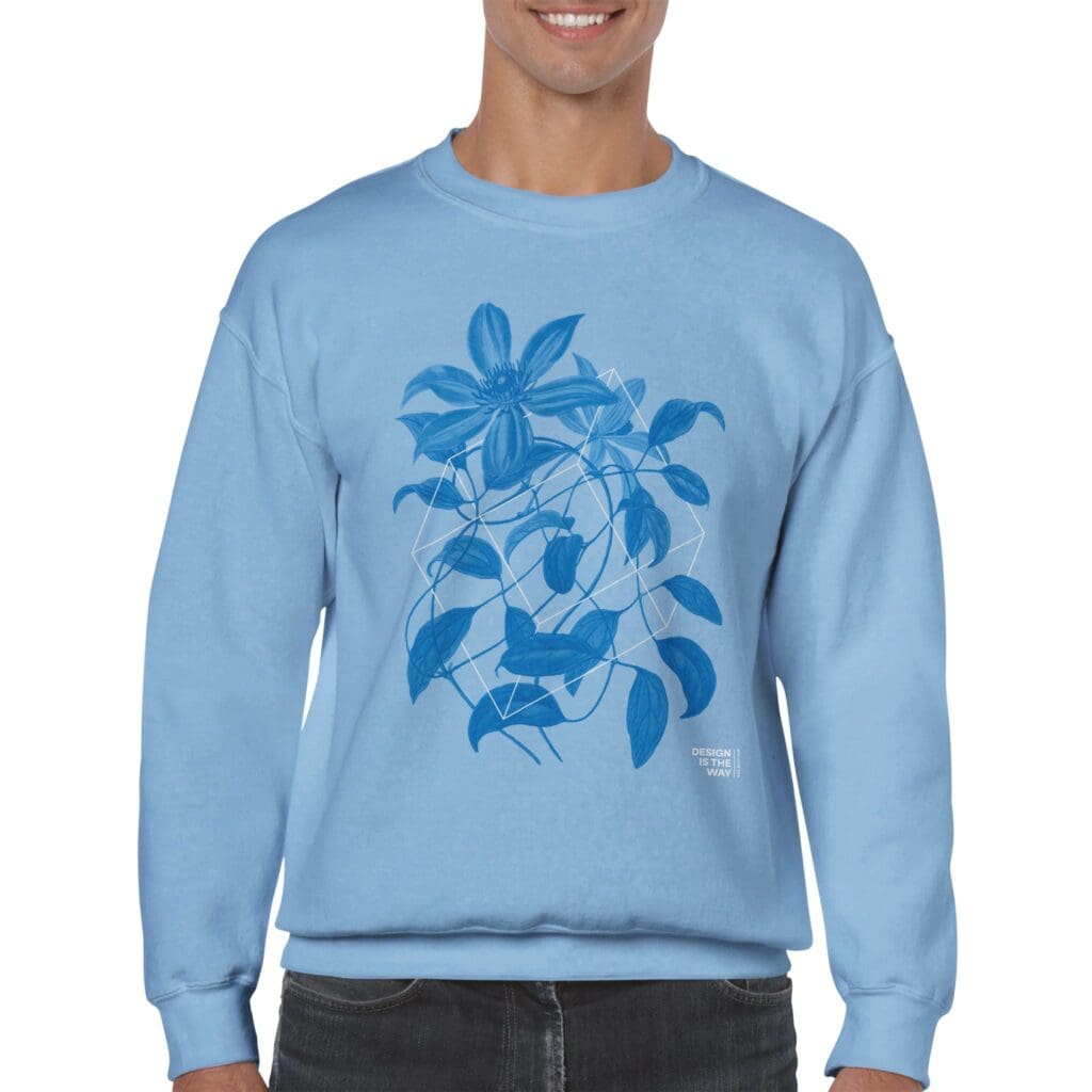 Floralies sudadera azul con cuello redondo