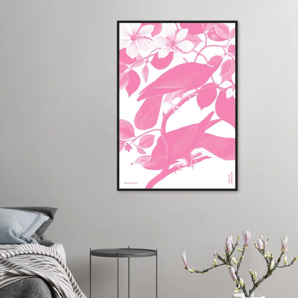 Flora&Fauna pink Art Print Framed