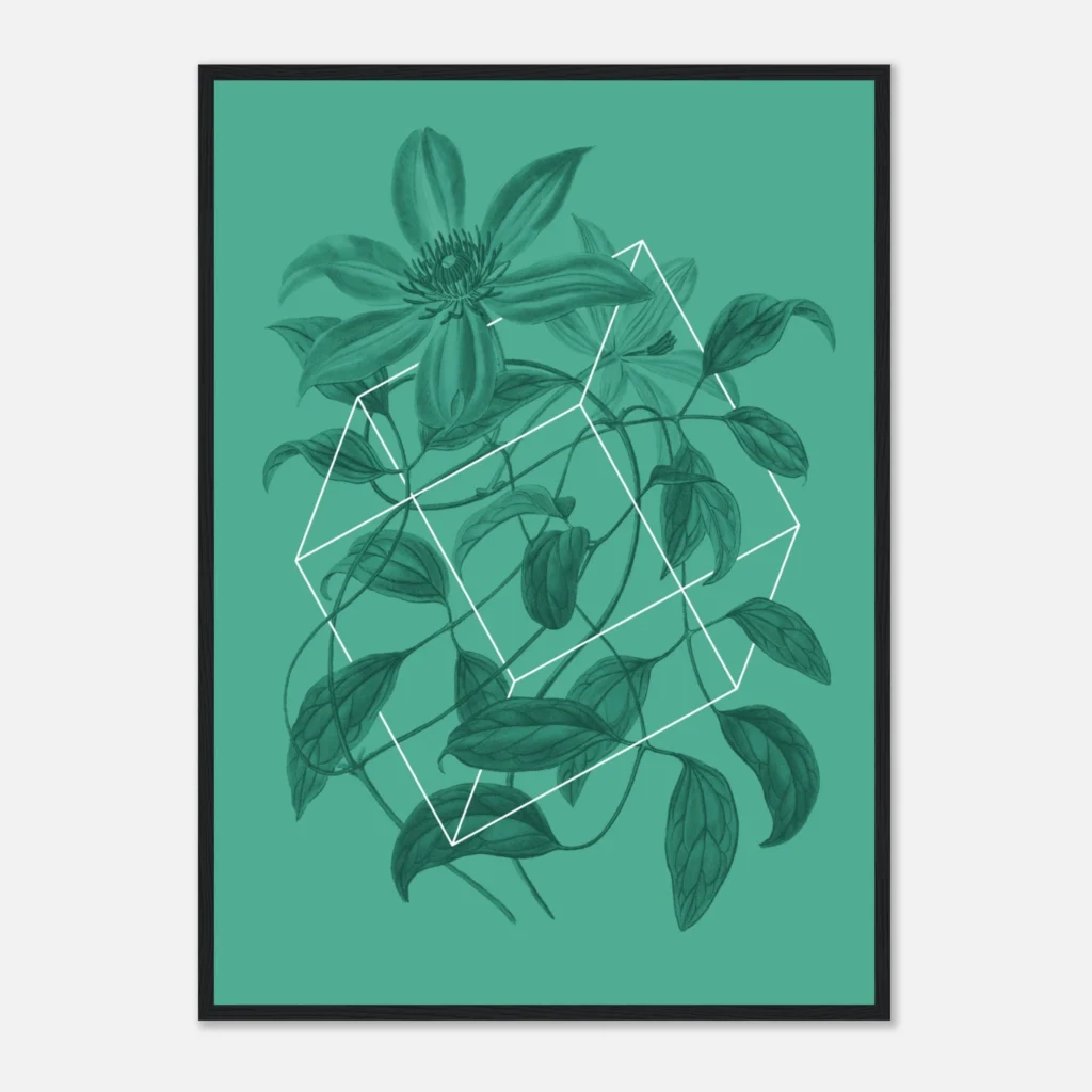Floralies green C1 Art Print Framed