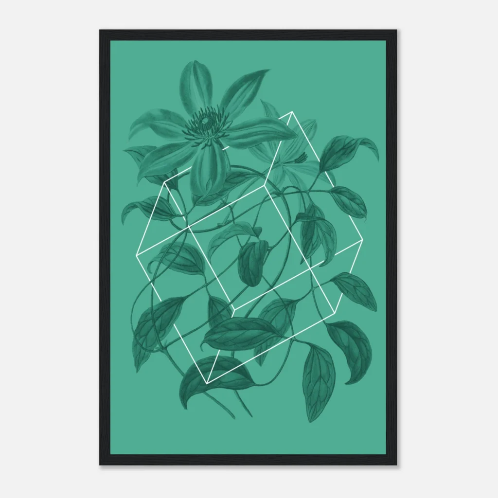 Floralies green C1 Art Print Framed