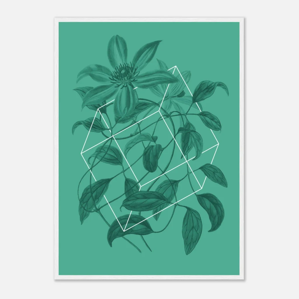 Floralies green C1 Art Print Framed